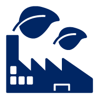 Pictogram of green industry filled in blue