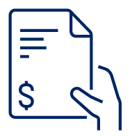 Pictogram of invoice lined in blue