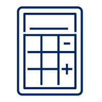 Pictogram of calculator lined in blue