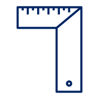 Pictogram of a ruler lined in blue