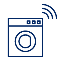 Pictogram of smart washing machine lined in blue
