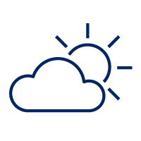 Pictogram of a sun behind a cloud lined in blue