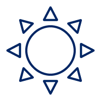 Pictogram of sun lined blue