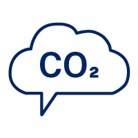 Pictogram of carbon or CO2 inside a cloud bubble