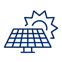 Pictogram of a solar panel against the sun