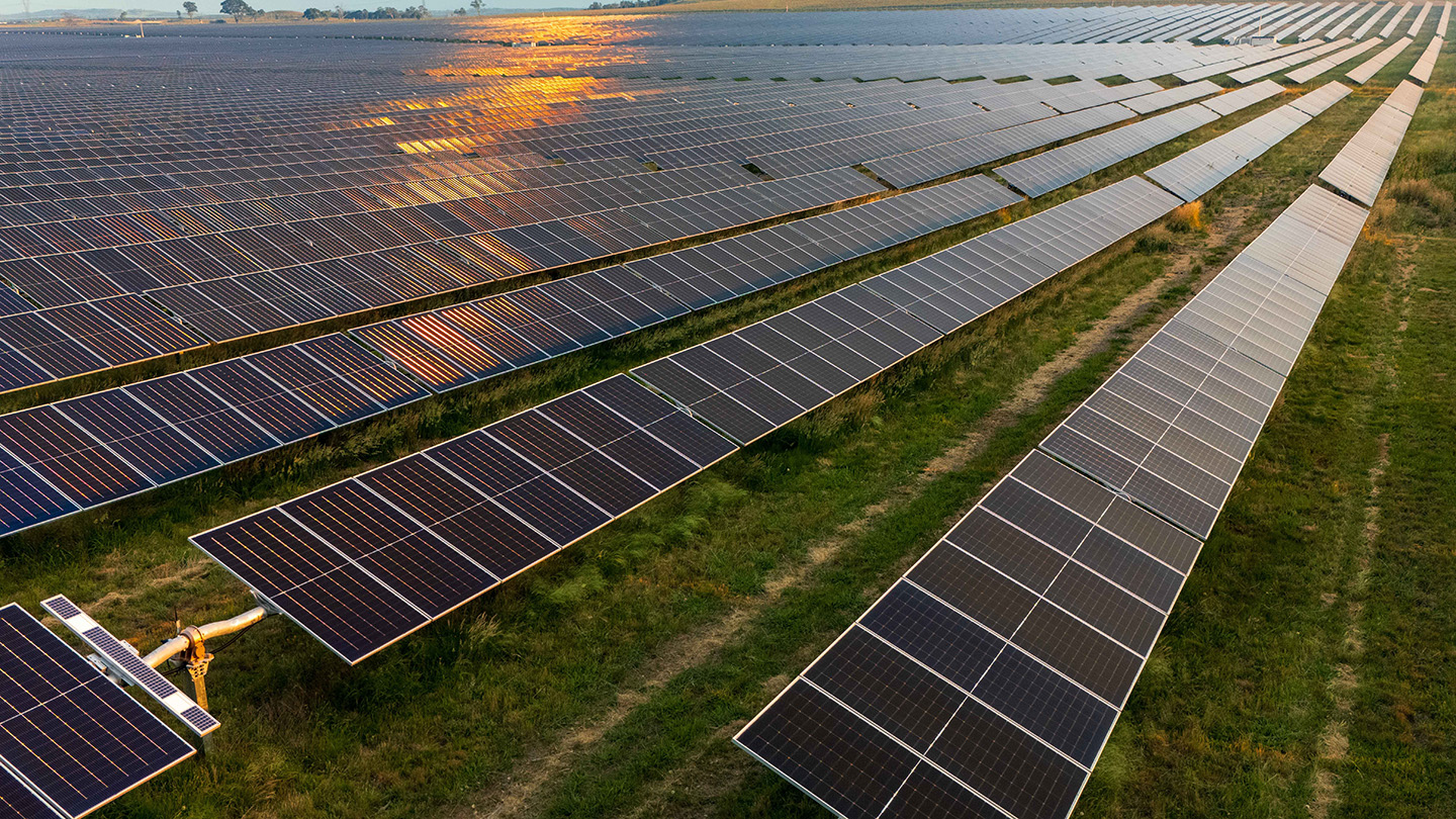 Solar panels on solar farm