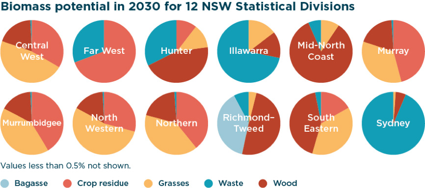 Biomass Potential in 2030 for 12 NSW Statistical Divisions