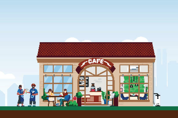 Illustration of an energy efficient cafe