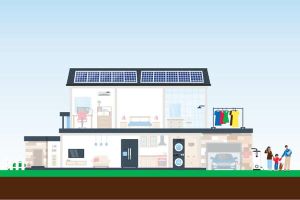 Illustration of an energy efficient home