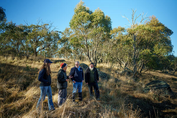 Group of people looking at conservation area