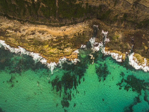 Drone image of a coastline