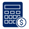 Pictogram with calculator representing financial savings