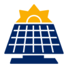 Pictogram of solar panel with the sun in the background