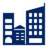 Pictogram of apartment buildings in blue